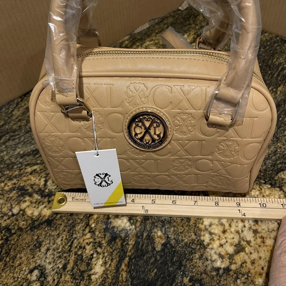 CXL by Christian Lacroix Satchel‎ Bag Womens Toffee Eiden Embossed Faux Leather